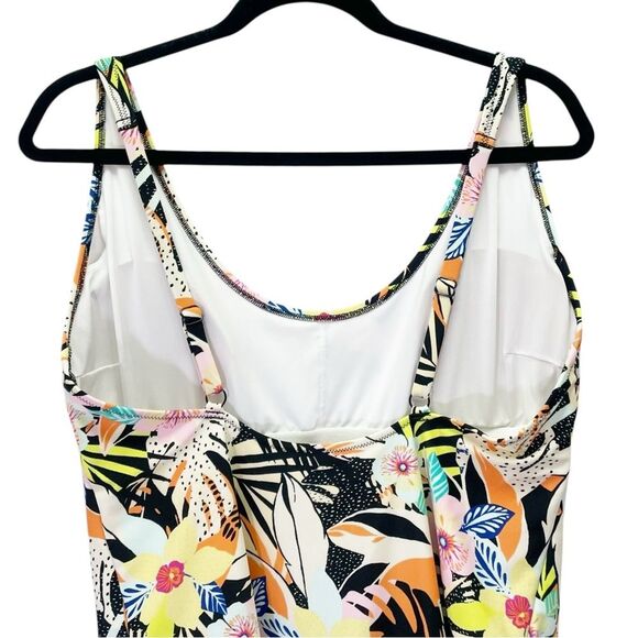 Old Navy One Piece Swimsuit Size XL Scoop Neck High Leg Tropical Floral Print - Picture 6 of 11